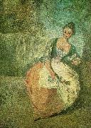 WATTEAU, Antoine en rokokodam oil painting picture wholesale